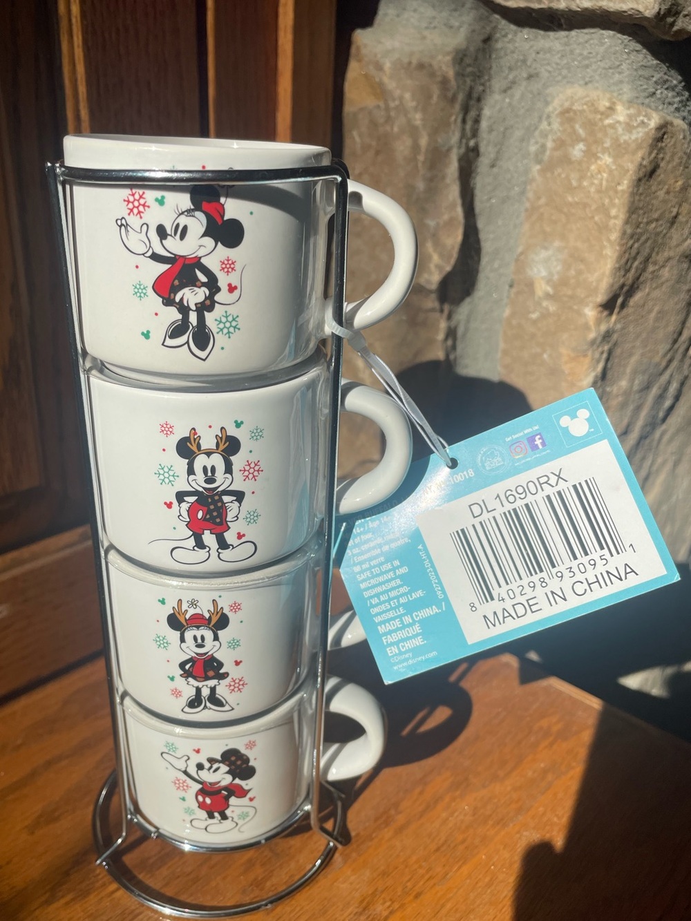 Disney White Ceramic Stackable Mickey Mouse Espresso Mug Set with Red Accents